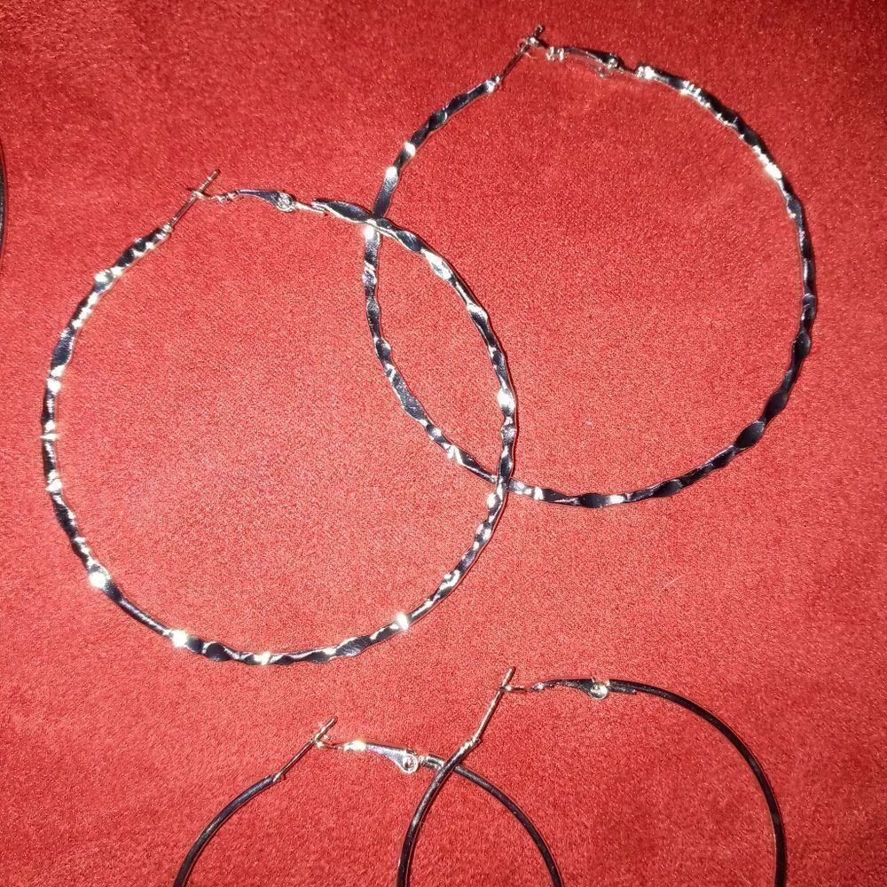 Cubic zirconia golf Or Silver Pair Of hoops - Picture 5 of 10